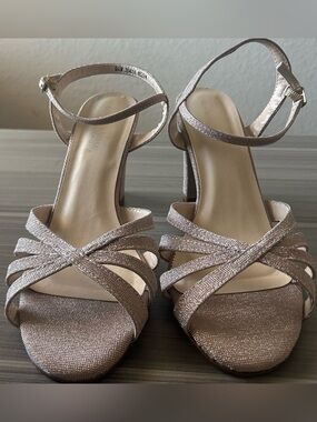 Benjamin Walk Rose Gold Strappy Ankle‑Buckle Heeled Sandals